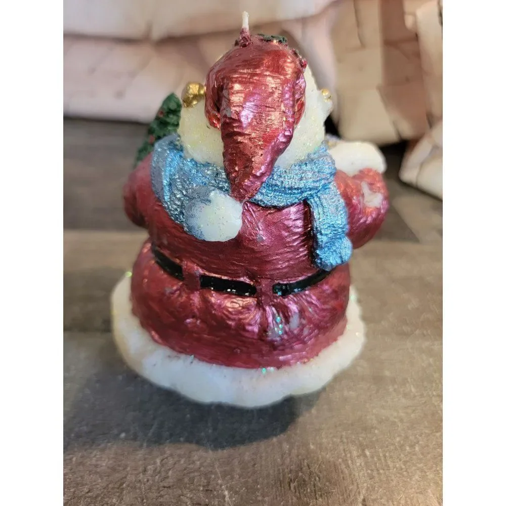Large Santa Claus wax candle glitter tree Xmas Decor‎ figure